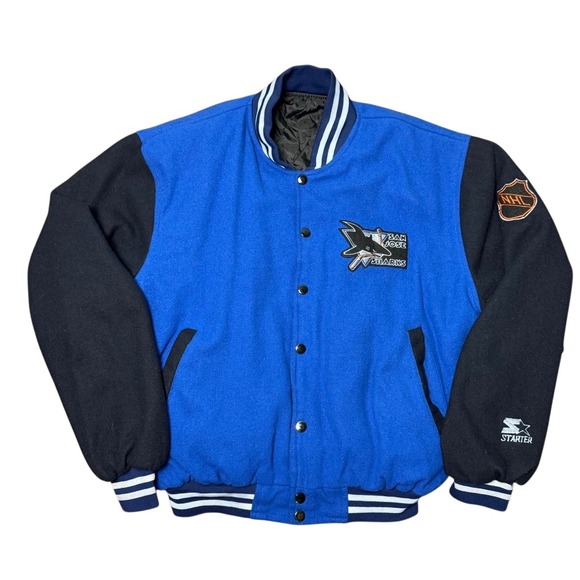 Vintage 90s San Jose Sharks NHL Starter Jacket Size Small Hockey - Picture 1 of 6
